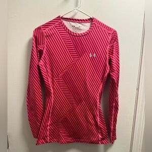 *Under Armour Coldgear Womens Pink Striped Fitted Top